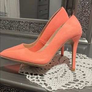 Qupid Coral Pointed Toe Heels